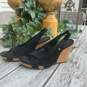 Ugh Black cork wedge